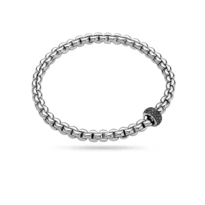 FOPE 'EKA' 18CT WHITE GOLD PAVE BLACK DIAMOND RHONDEL BRACELET