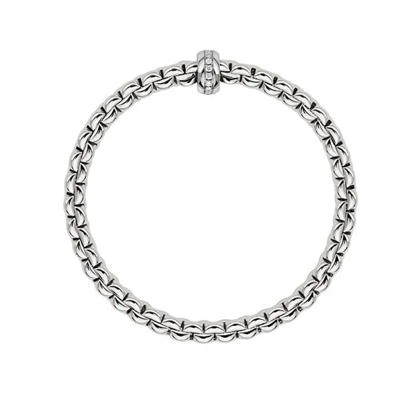 FOPE 'FLEX'IT EKA' 18CT WHITE GOLD PAVE DIAMOND RONDELLE BRACELET