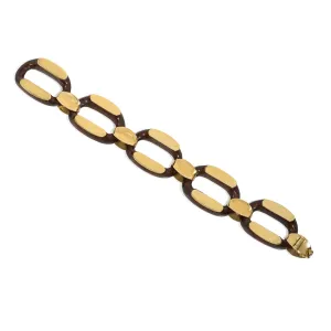 Gay Frres French 1960s 18KT Yellow Gold & Wood Bracelet