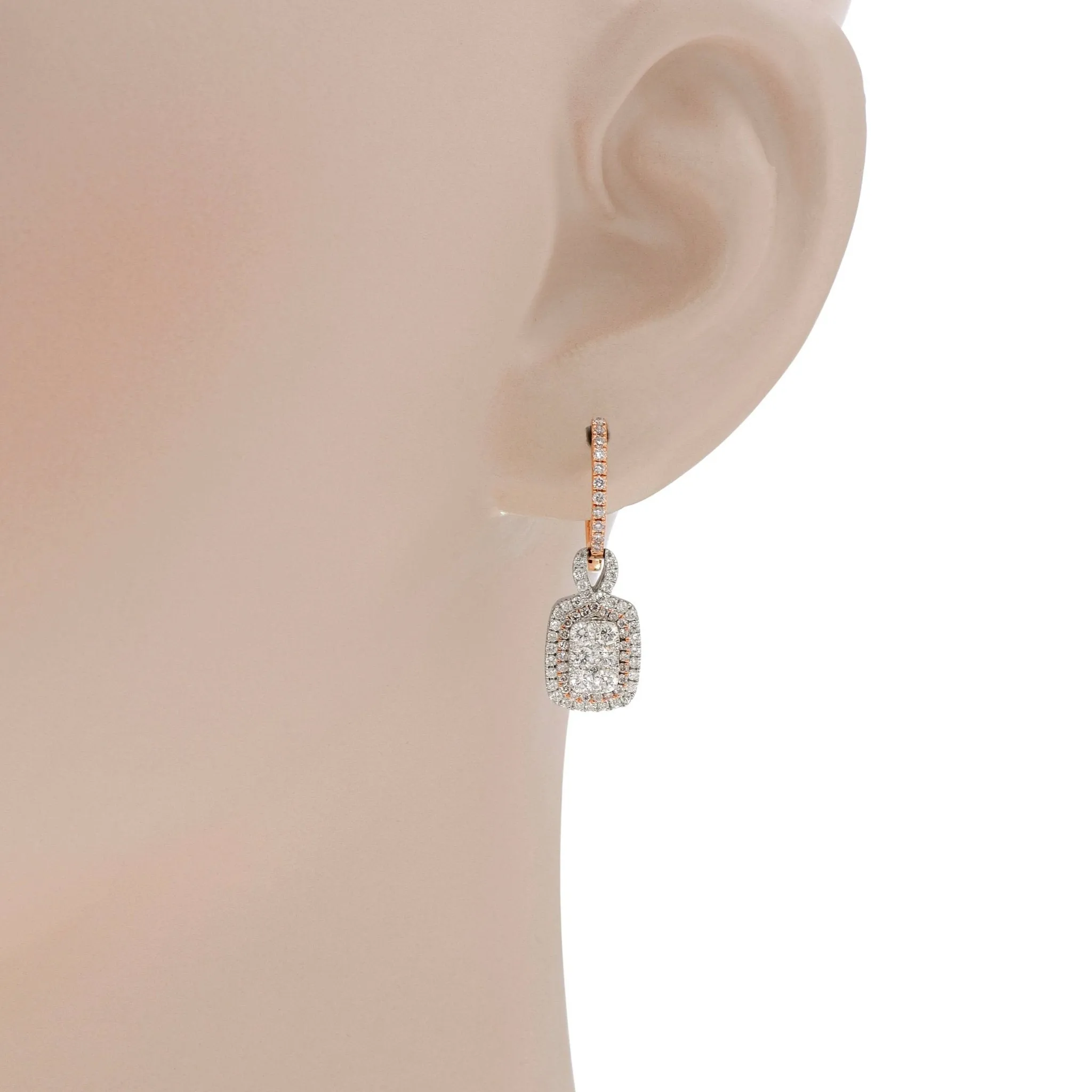 Gregg Ruth 14K White and Rose Gold, White Diamond and Fancy Pink Diamond Drop Earrings