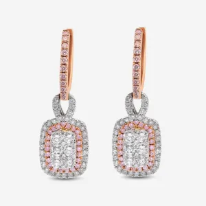 Gregg Ruth 14K White and Rose Gold, White Diamond and Fancy Pink Diamond Drop Earrings