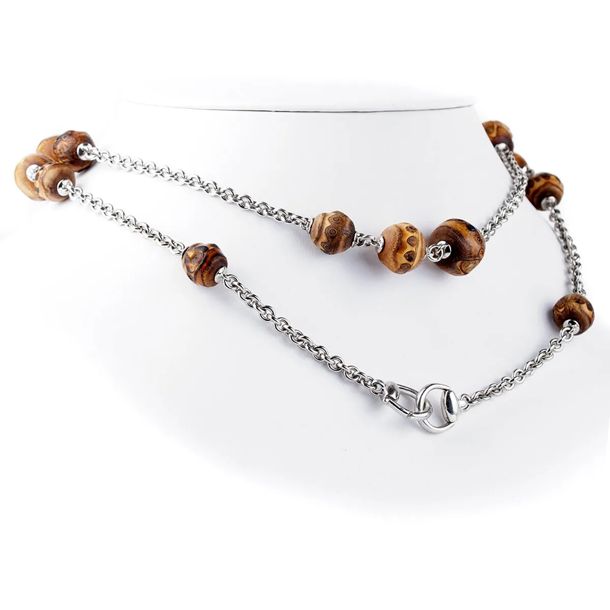 Gucci Bamboo Silver Long Chain Necklace