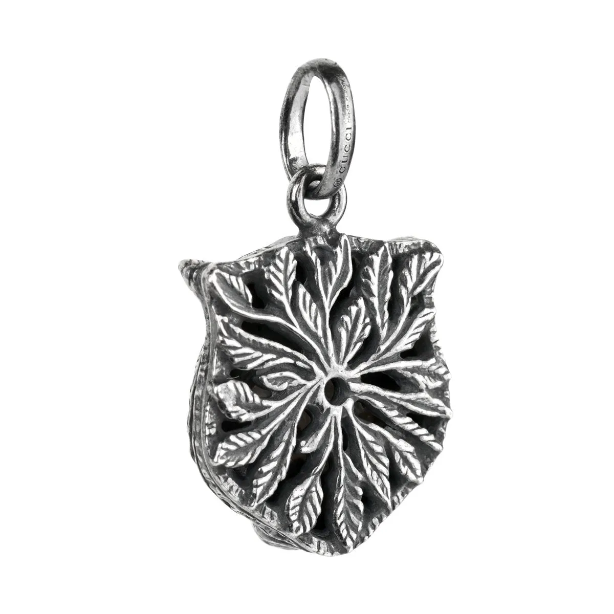 Gucci Cat Burnished Silver Charm Pendant