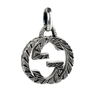 Gucci Double G Engraved Silver Charm Pendant