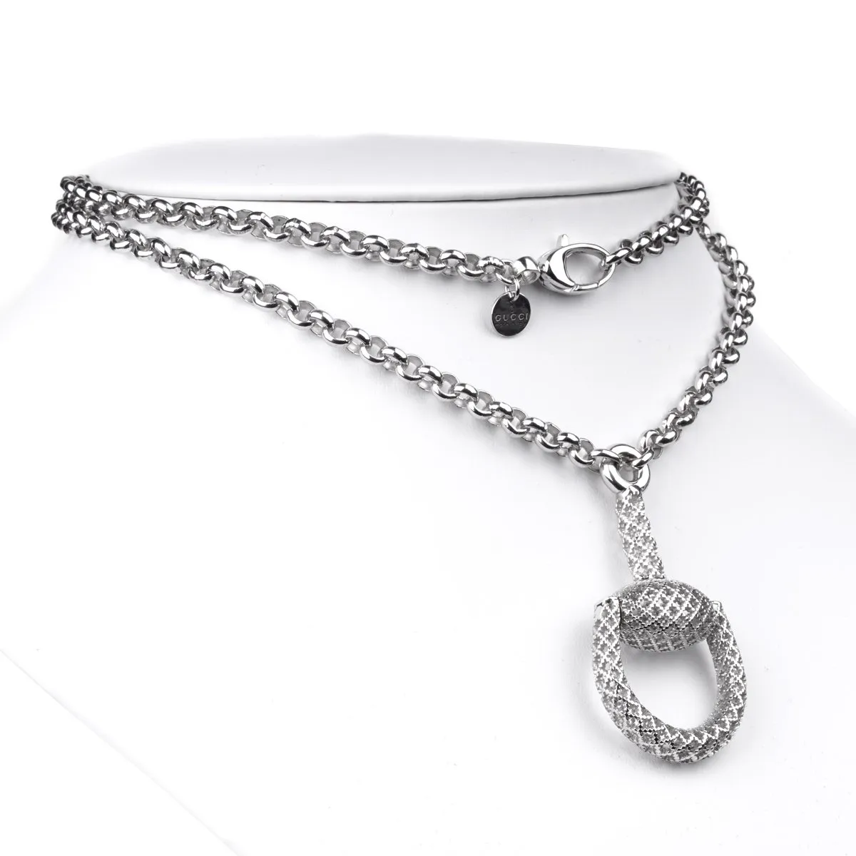 Gucci Horsebit Diamantissima Silver Necklace