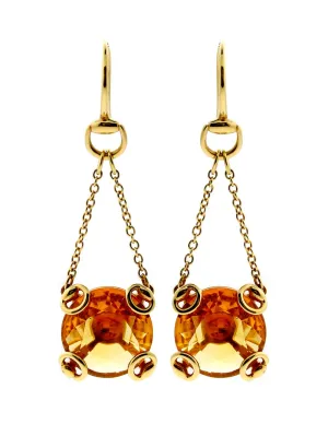 Gucci Horsebit Gold Citrine Earrings