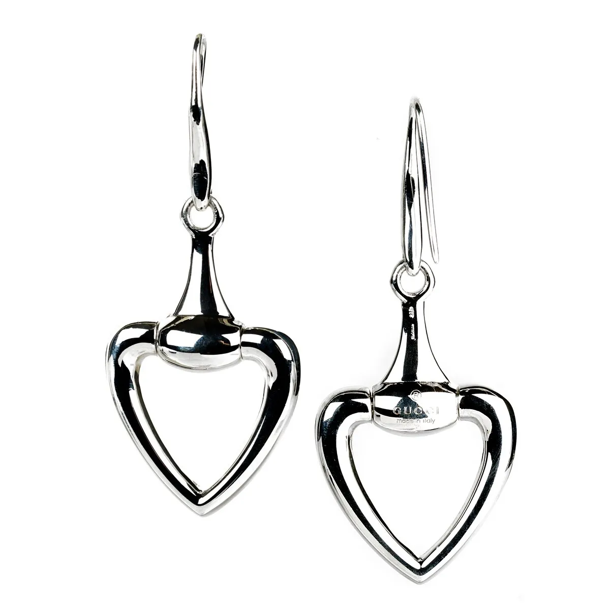 Gucci Horsebit Heart Silver Drop Earrings