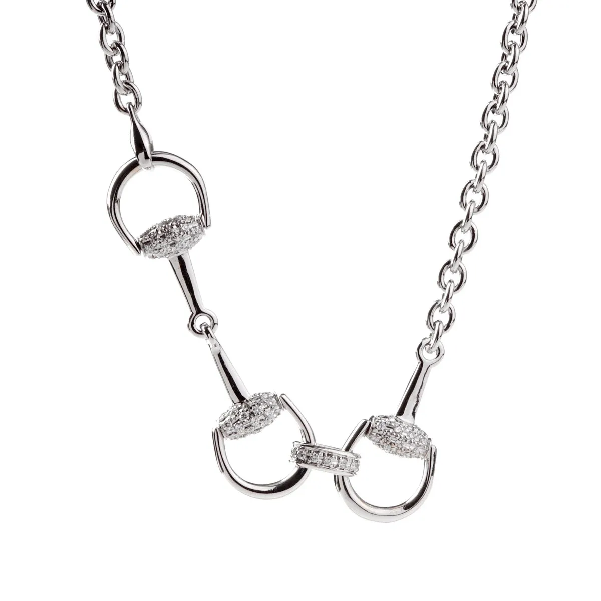 Gucci Horsebit Long Diamond White Gold Necklace
