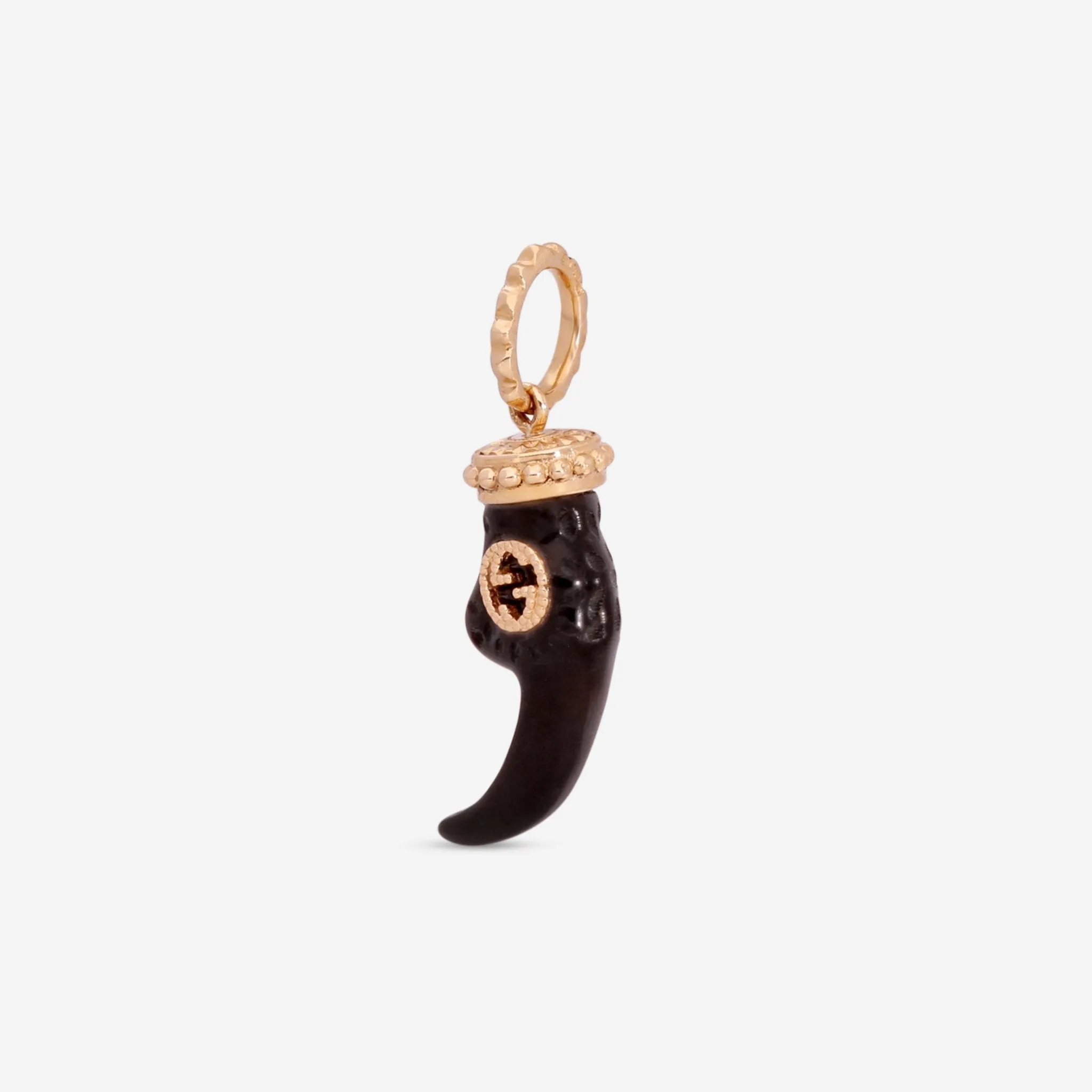 Gucci Le Marche des Merveilles 18K Yellow Gold Claw & Black Horn Charm Pendant YBG554469001
