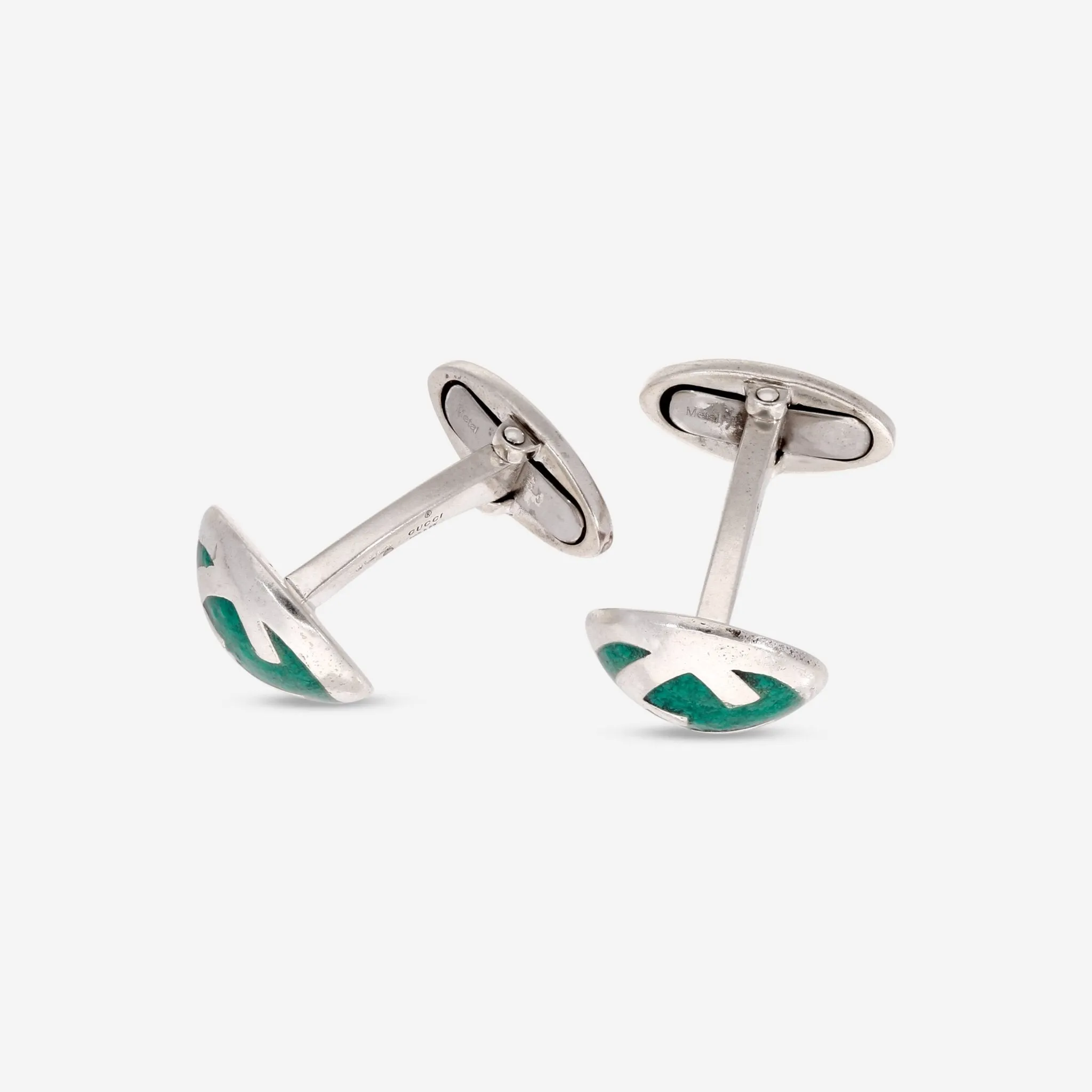 Gucci Turquoise Enamel & Sterling Silver Cufflinks YBE661585002
