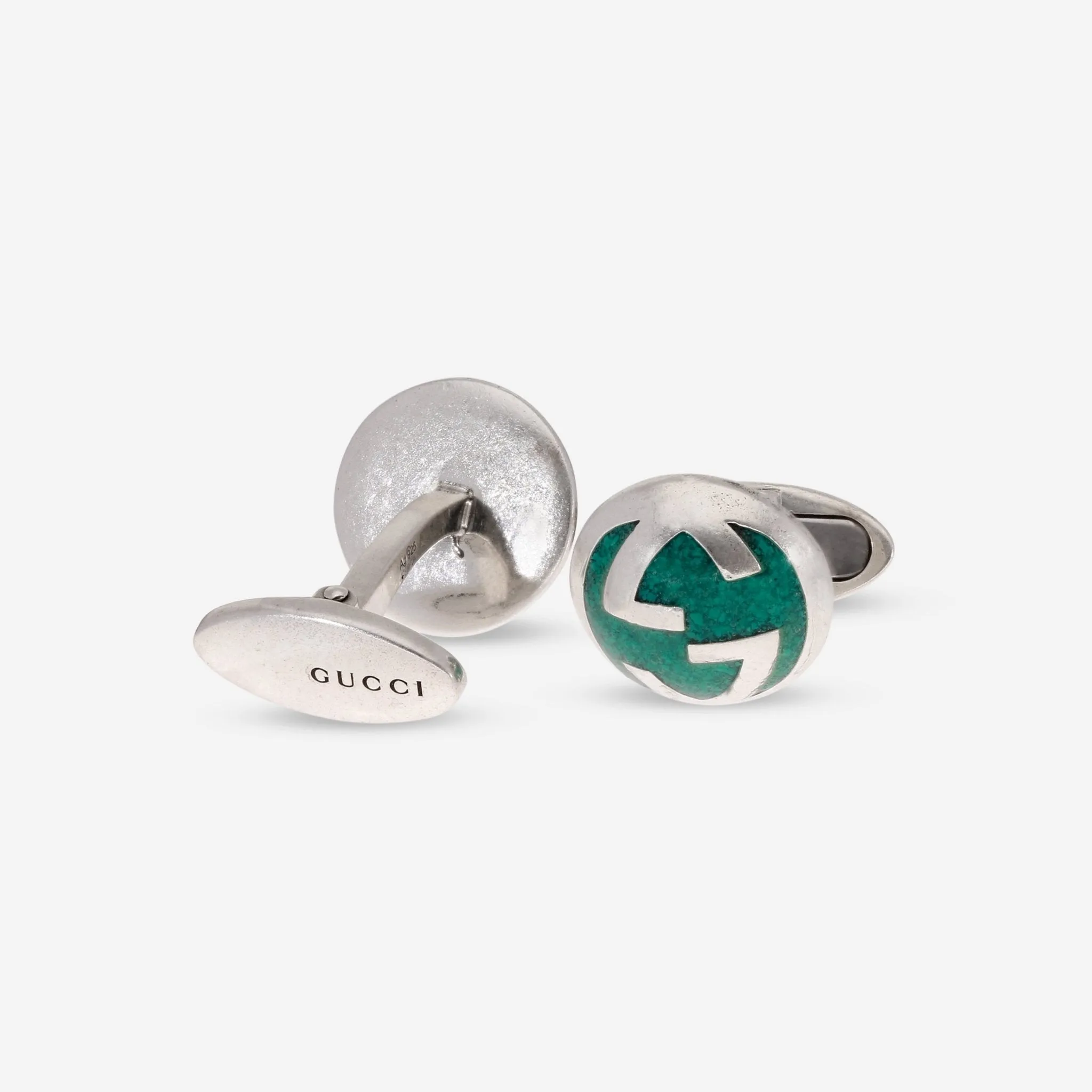 Gucci Turquoise Enamel & Sterling Silver Cufflinks YBE661585002