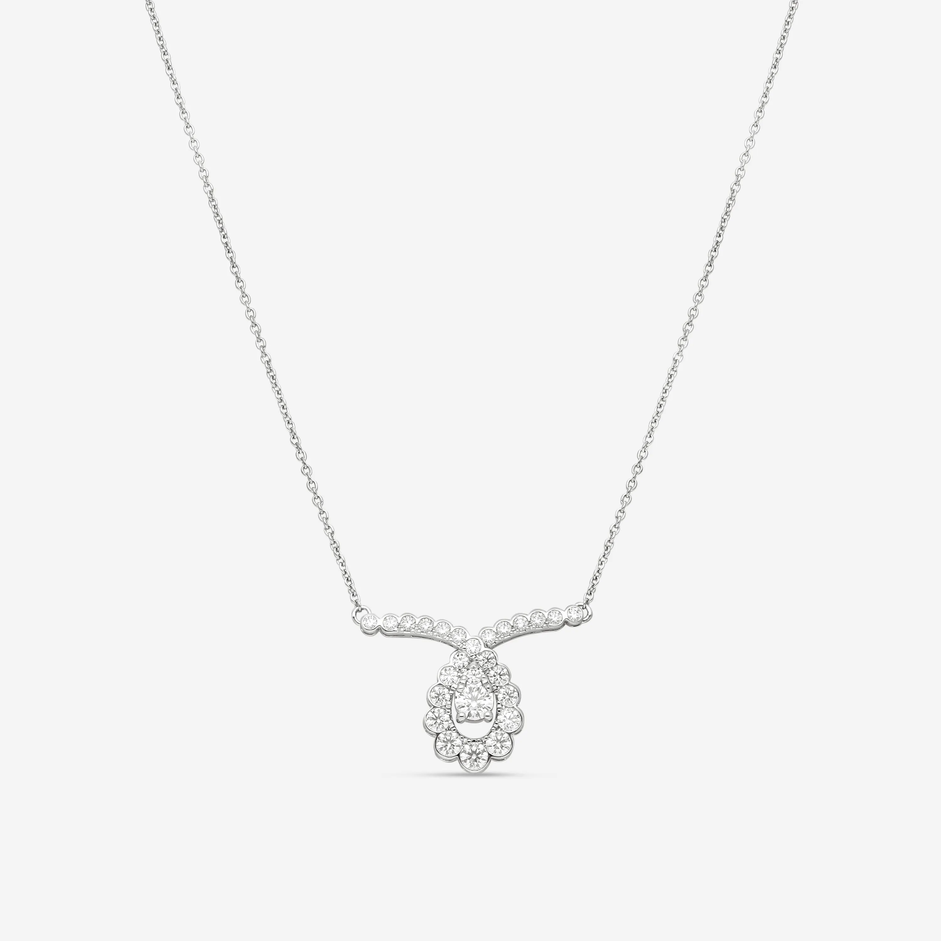 Hearts On Fire Aerial 18K White Gold Regal Scroll Drop Necklace HFNAREGDS00808W