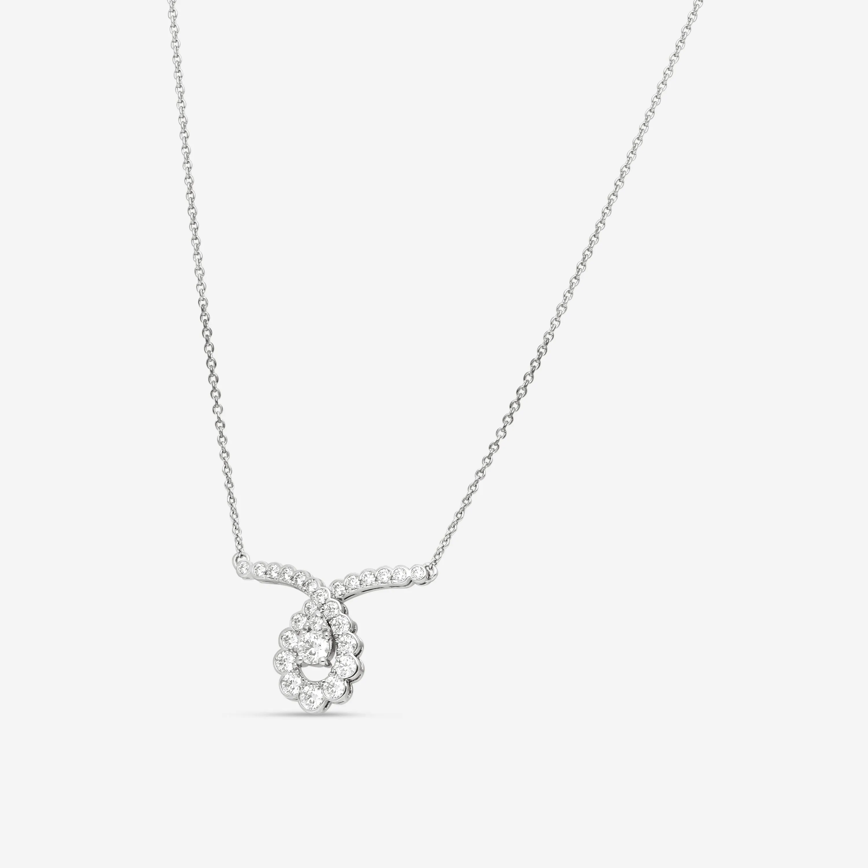 Hearts On Fire Aerial 18K White Gold Regal Scroll Drop Necklace HFNAREGDS00808W