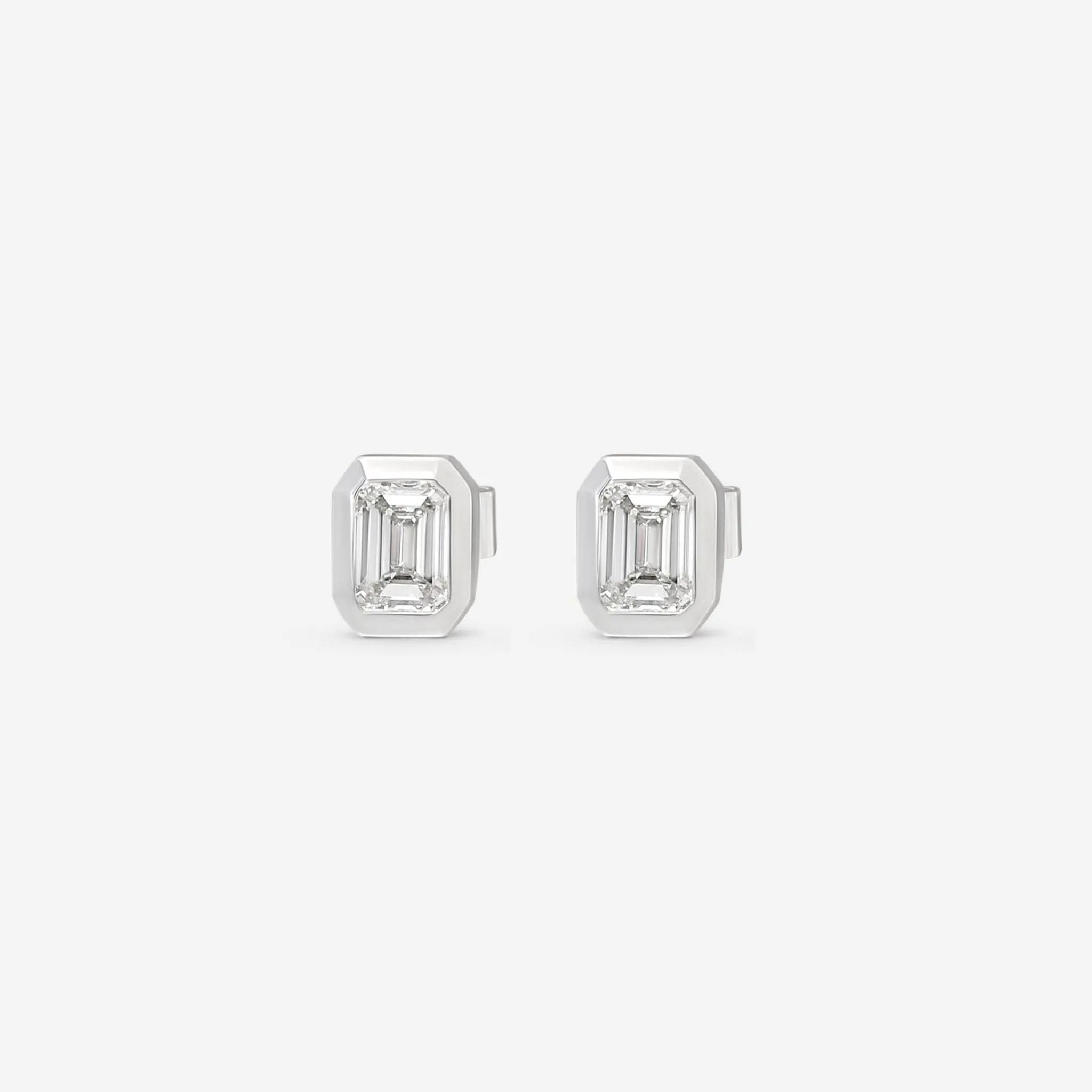 Ina Mar 18K Yellow Gold Diamond Emerald-Cut Bezel Setting 1.05ct.twd. Stud Earrings AER-19416-Y