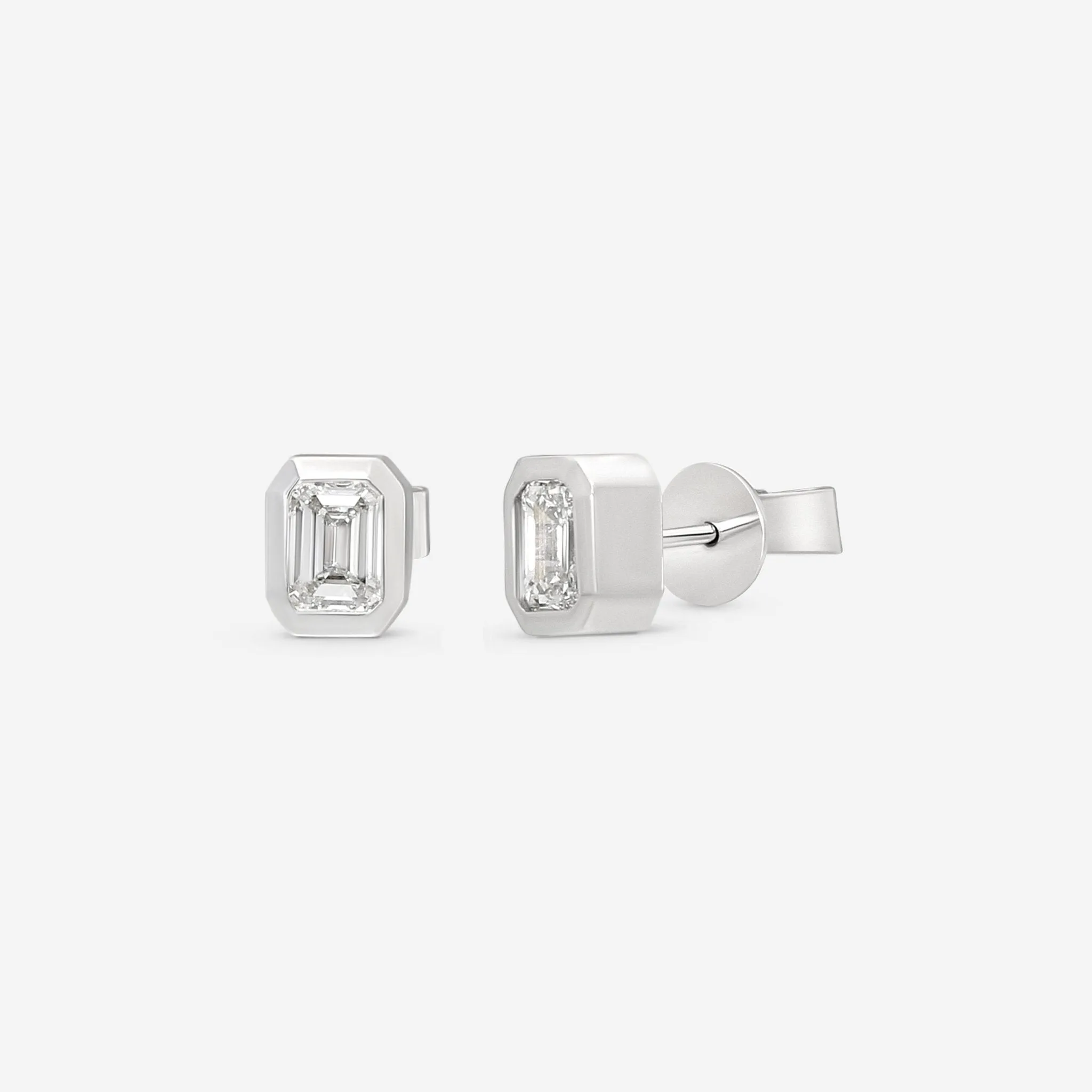 Ina Mar 18K Yellow Gold Diamond Emerald-Cut Bezel Setting 1.05ct.twd. Stud Earrings AER-19416-Y