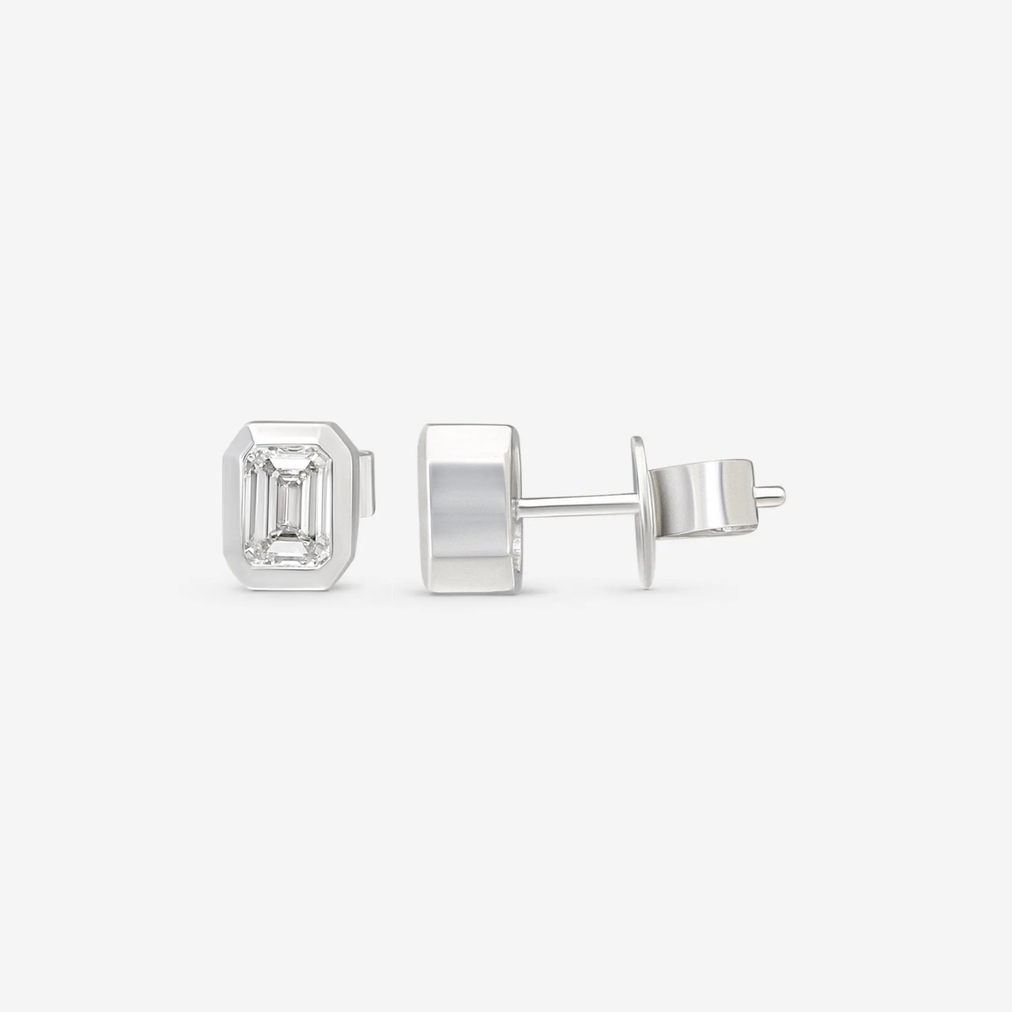 Ina Mar 18K Yellow Gold Diamond Emerald-Cut Bezel Setting 1.05ct.twd. Stud Earrings AER-19416-Y