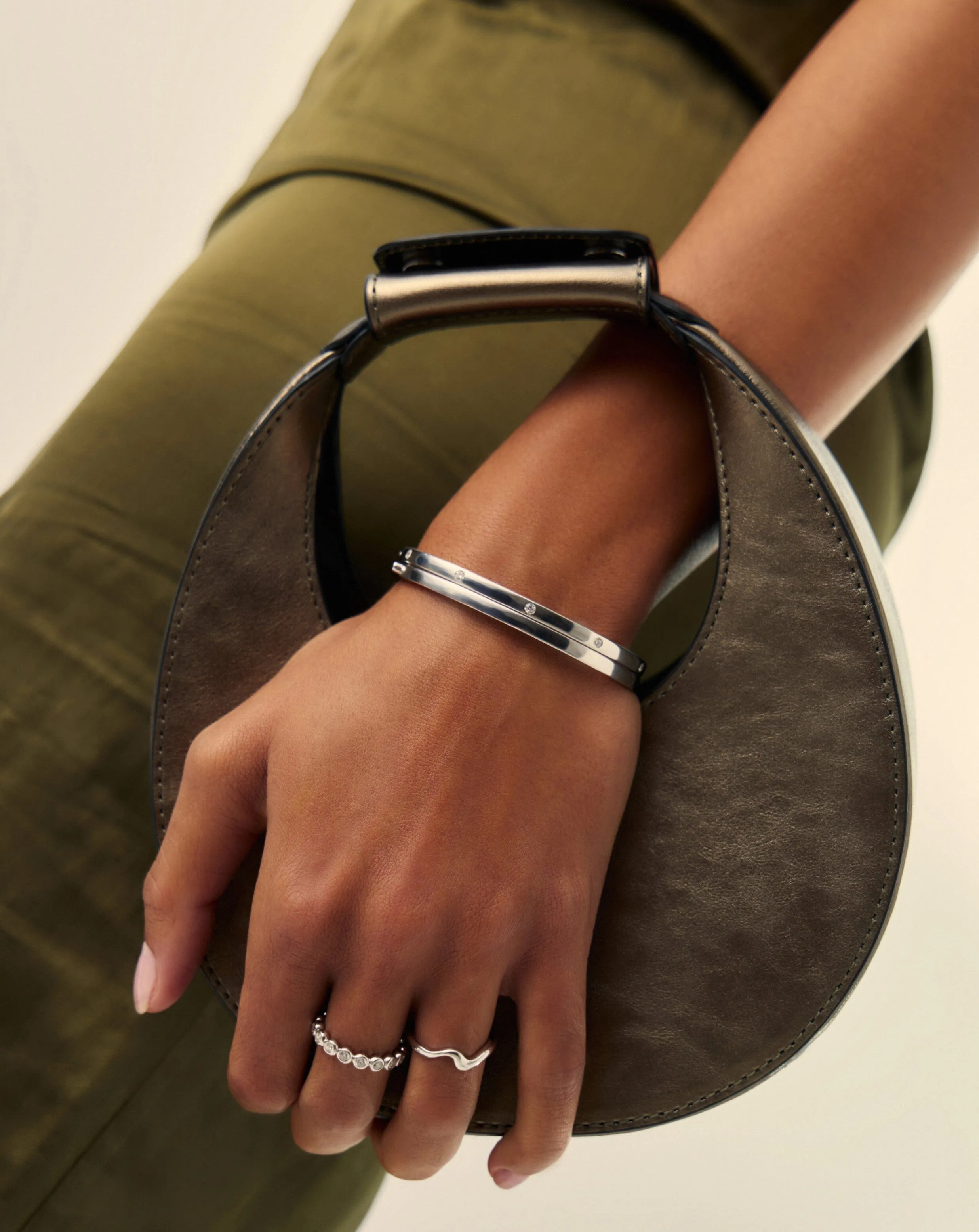 Interstellar Hinged Bangle | Sterling Silver/Cubic Zirconia