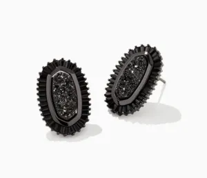 Kendra Scott-Baguette Ellie Gunmetal Stud Earrings in Black Drusy 9608802848