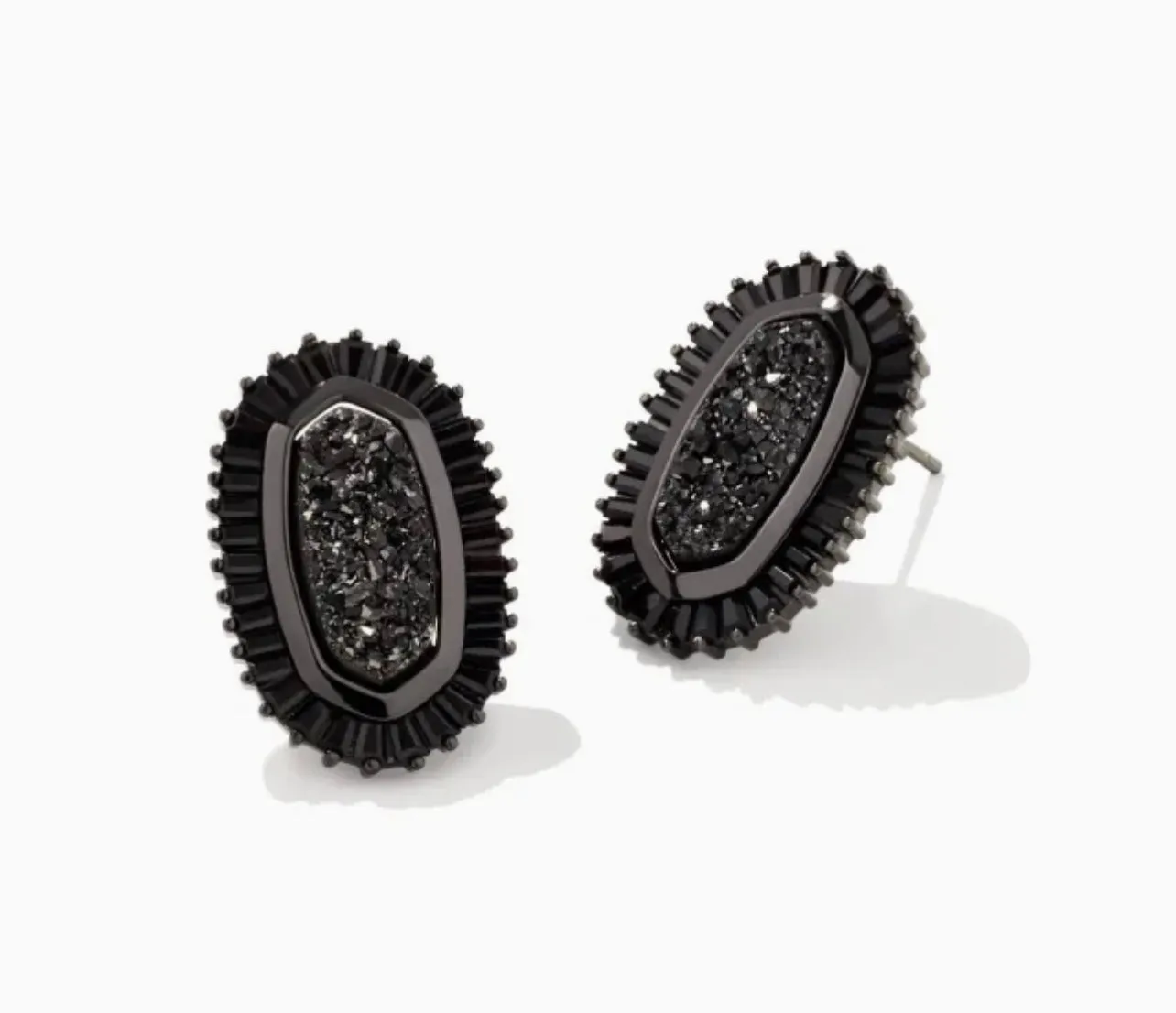 Kendra Scott-Baguette Ellie Gunmetal Stud Earrings in Black Drusy 9608802848