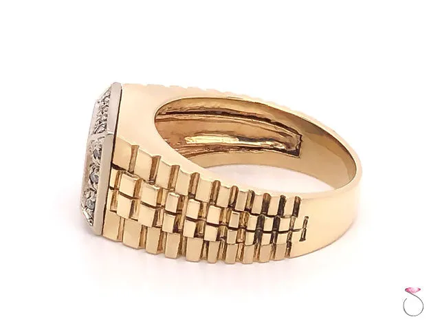 Mens Onyx and Diamond Ring in 14K Yellow Gold.