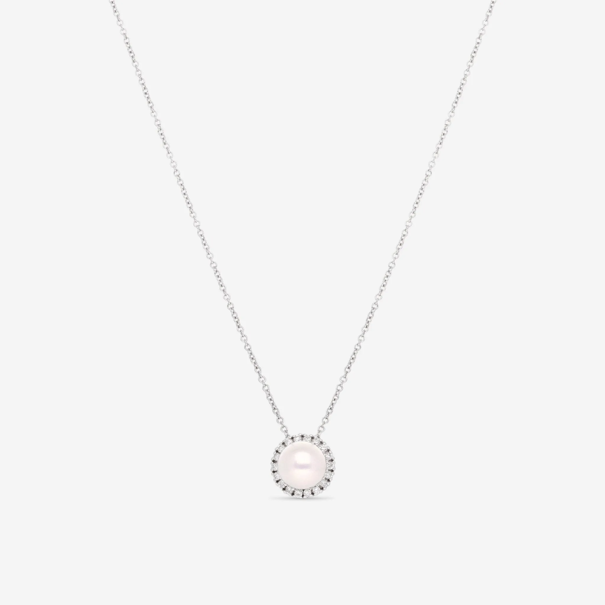Mimi Milano Happy 18K White Gold, Diamond & White Pearl Pendant Necklace PLM306B1B