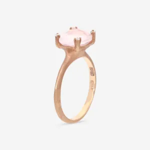 Nanis Ipanema 18K Rose Gold Diamond & Rock Crystal Ring Sz 6.25 AS7-576
