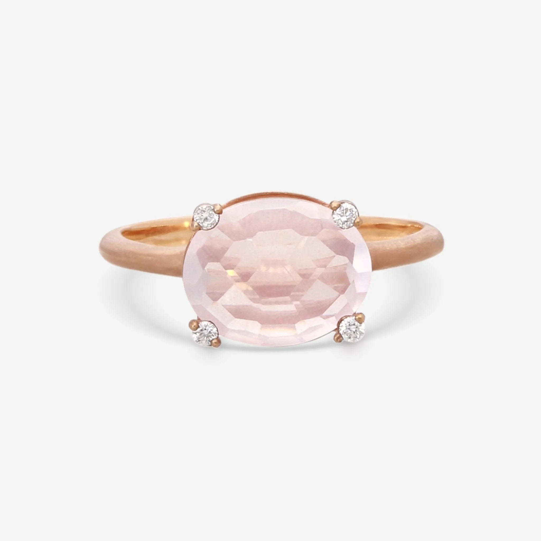 Nanis Ipanema 18K Rose Gold Diamond & Rock Crystal Ring Sz 6.25 AS7-576