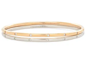 Pair of Tiffany & Co. 'Bezet' Diamond Bracelets in 18K Rose and White Gold