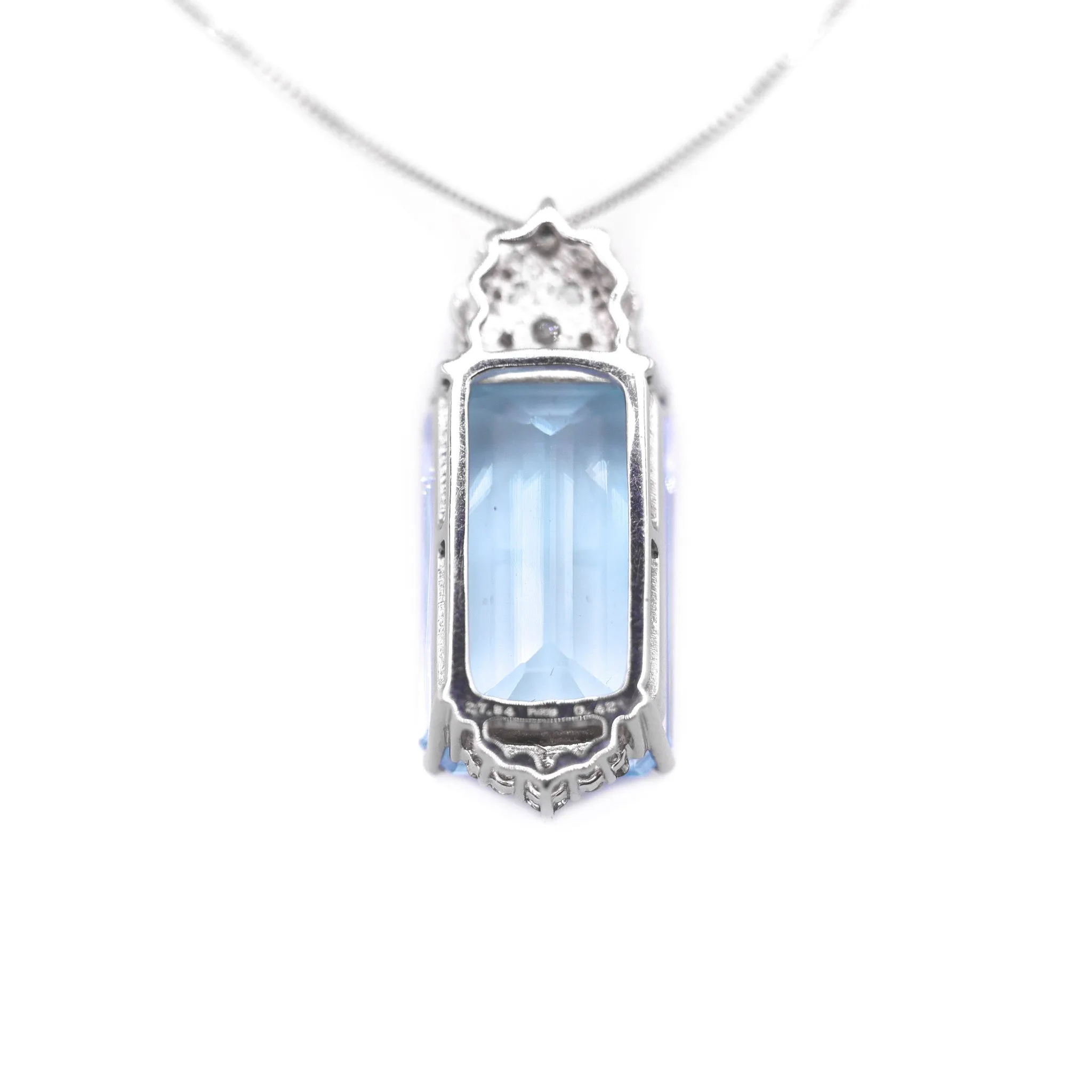 Post-1980s Platinum Diamond & Aquamarine Necklace