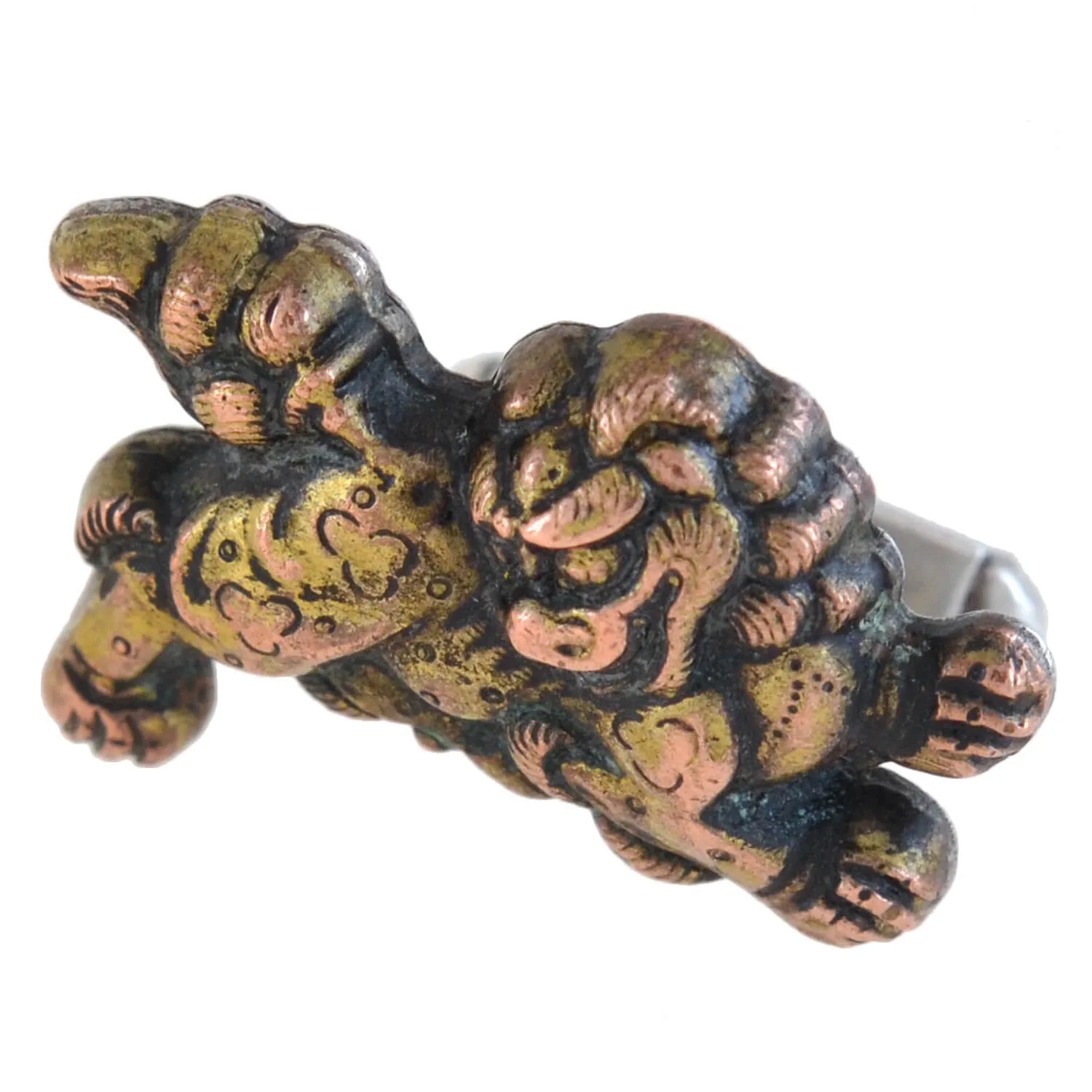 Retro Japanese Sterling Silver   Gold Overlay "Foo Dog" Cufflinks