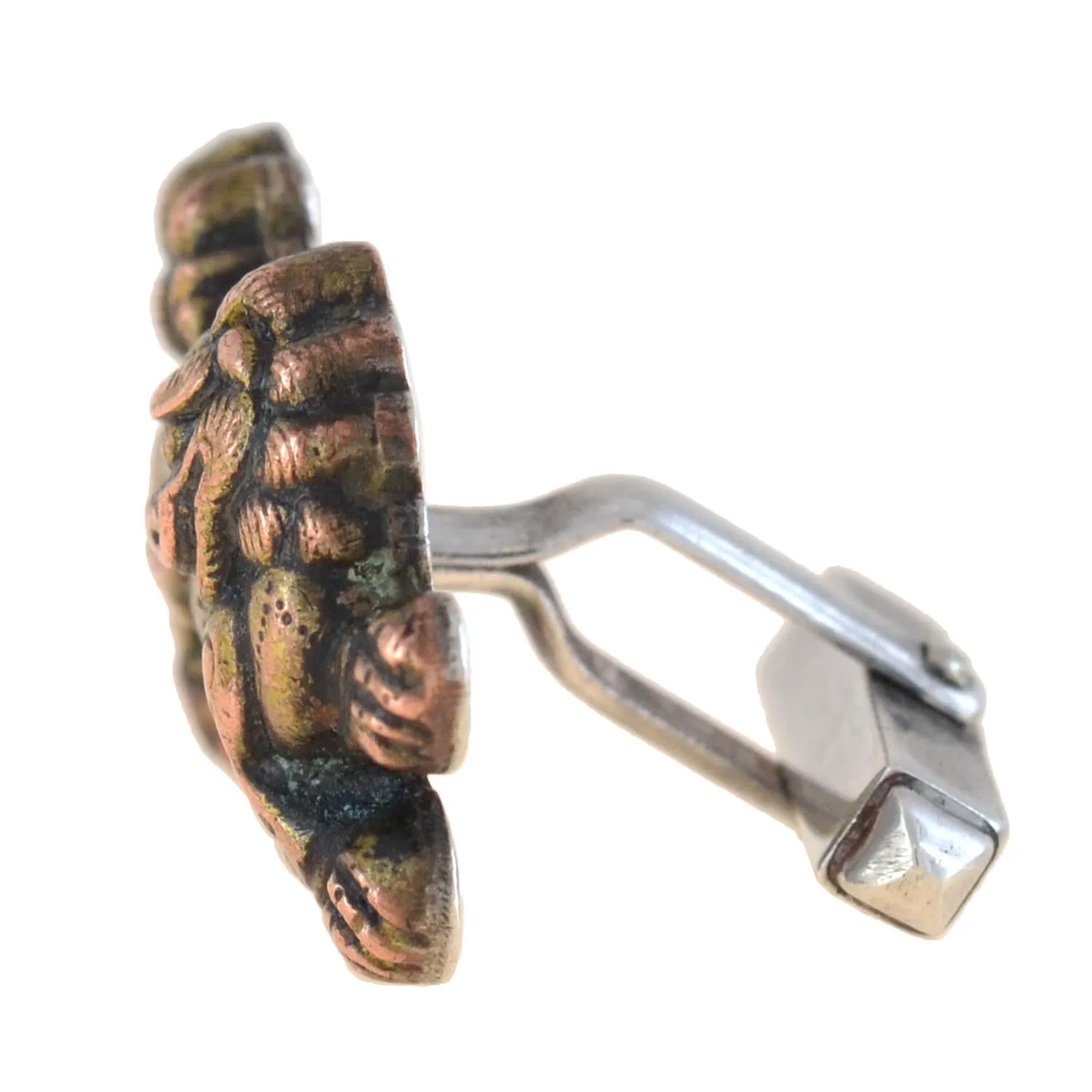 Retro Japanese Sterling Silver   Gold Overlay "Foo Dog" Cufflinks