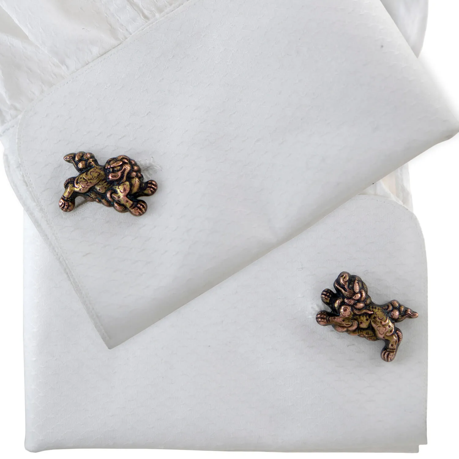 Retro Japanese Sterling Silver   Gold Overlay "Foo Dog" Cufflinks