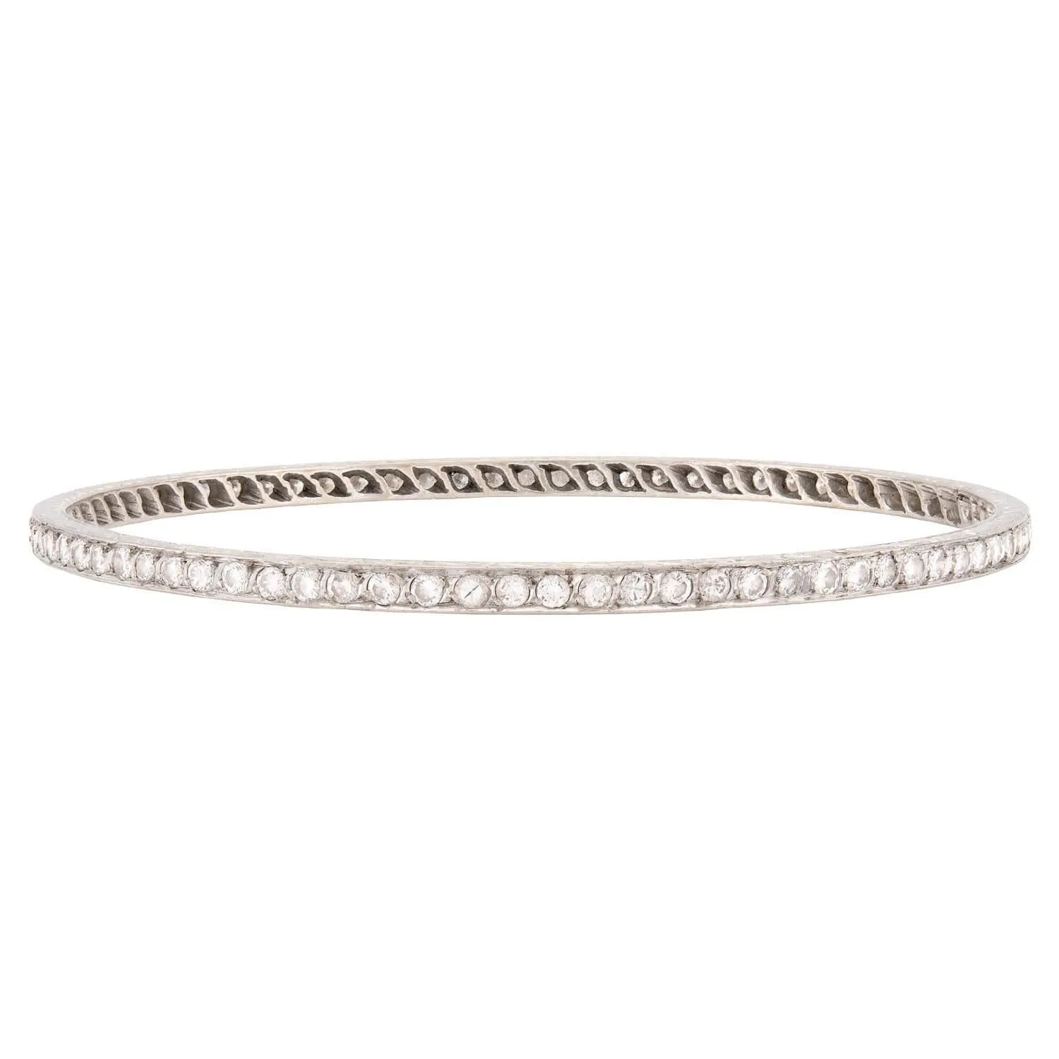 Retro Platinum Diamond Bangle