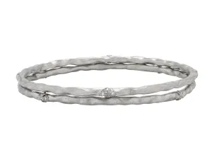 Rhonda Faber Green 'Verde' Bangle Bracelet Pair in 18K White Gold