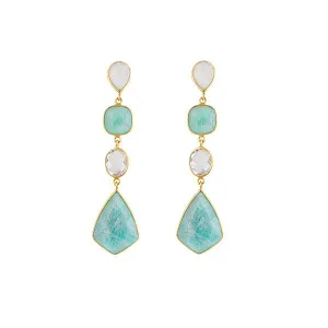 Sage Earrings - Moonstone, Amazonite & Quartz