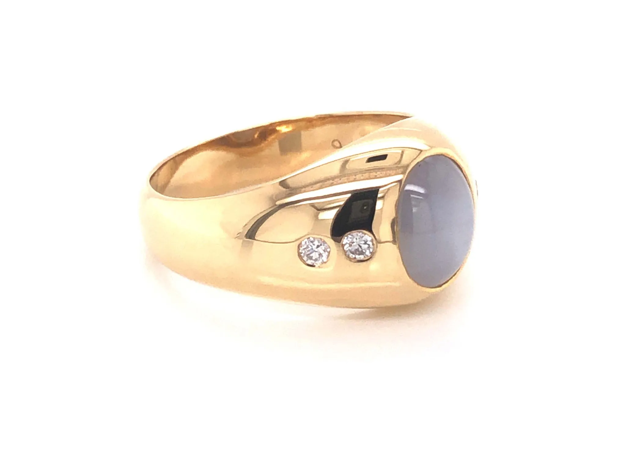Star Sapphire and Diamond Pinky Ring - 18k Yellow Gold