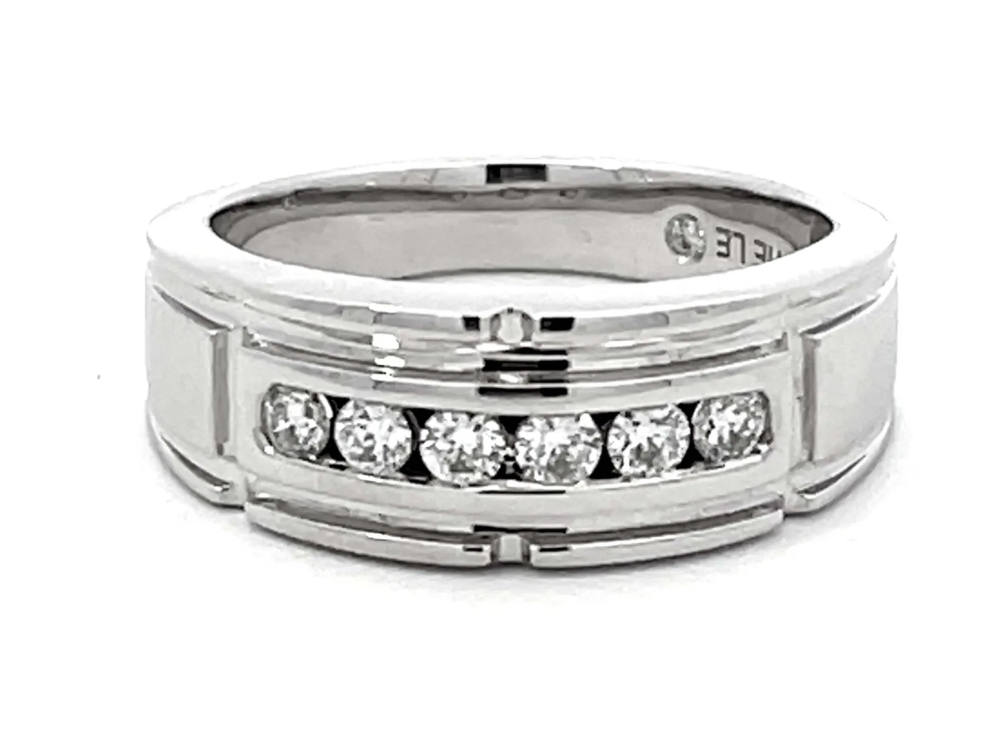 The Leo Mens Diamond Band Ring 14k White Gold