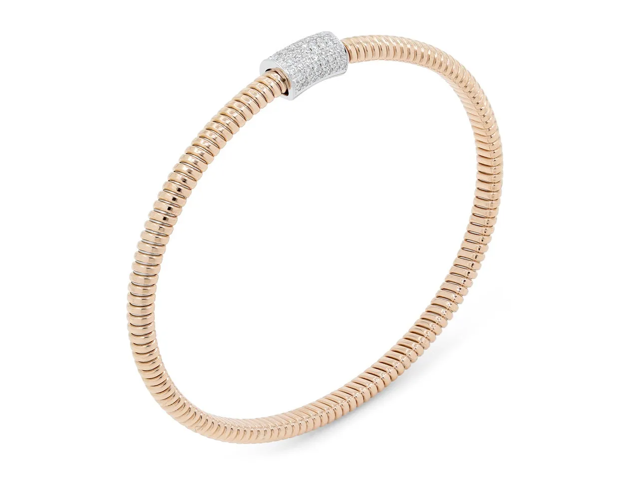 Thin Tubogas Bracelet with Diamond Clasp, in 18K Rose Gold, by Beladora
