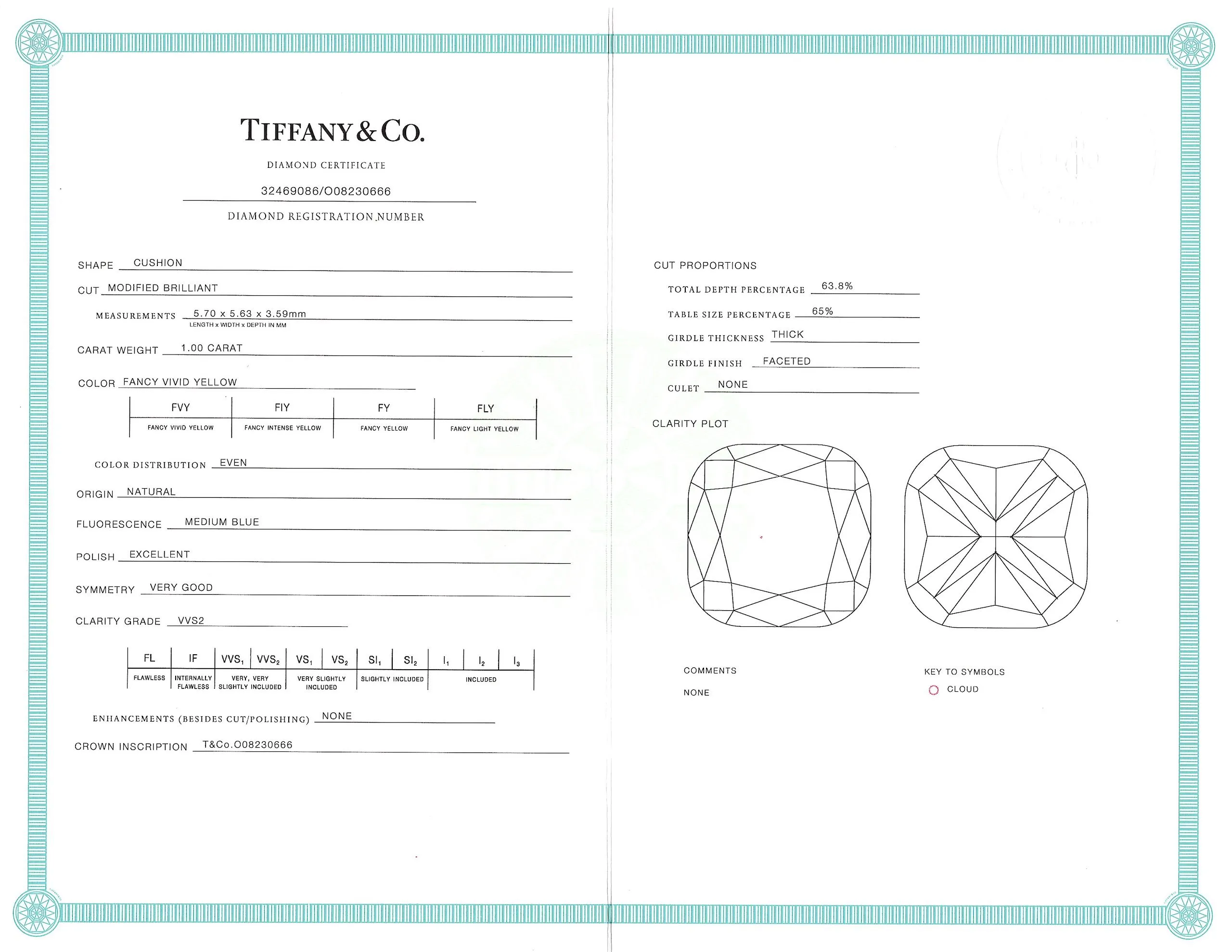 Tiffany & Co. Yellow Diamond 'Soleste' Ring in Platinum