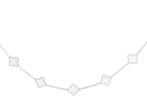 Van Cleef & Arpels 18K White Gold 10-Motif Chalcedony Vintage Alhambra Necklace