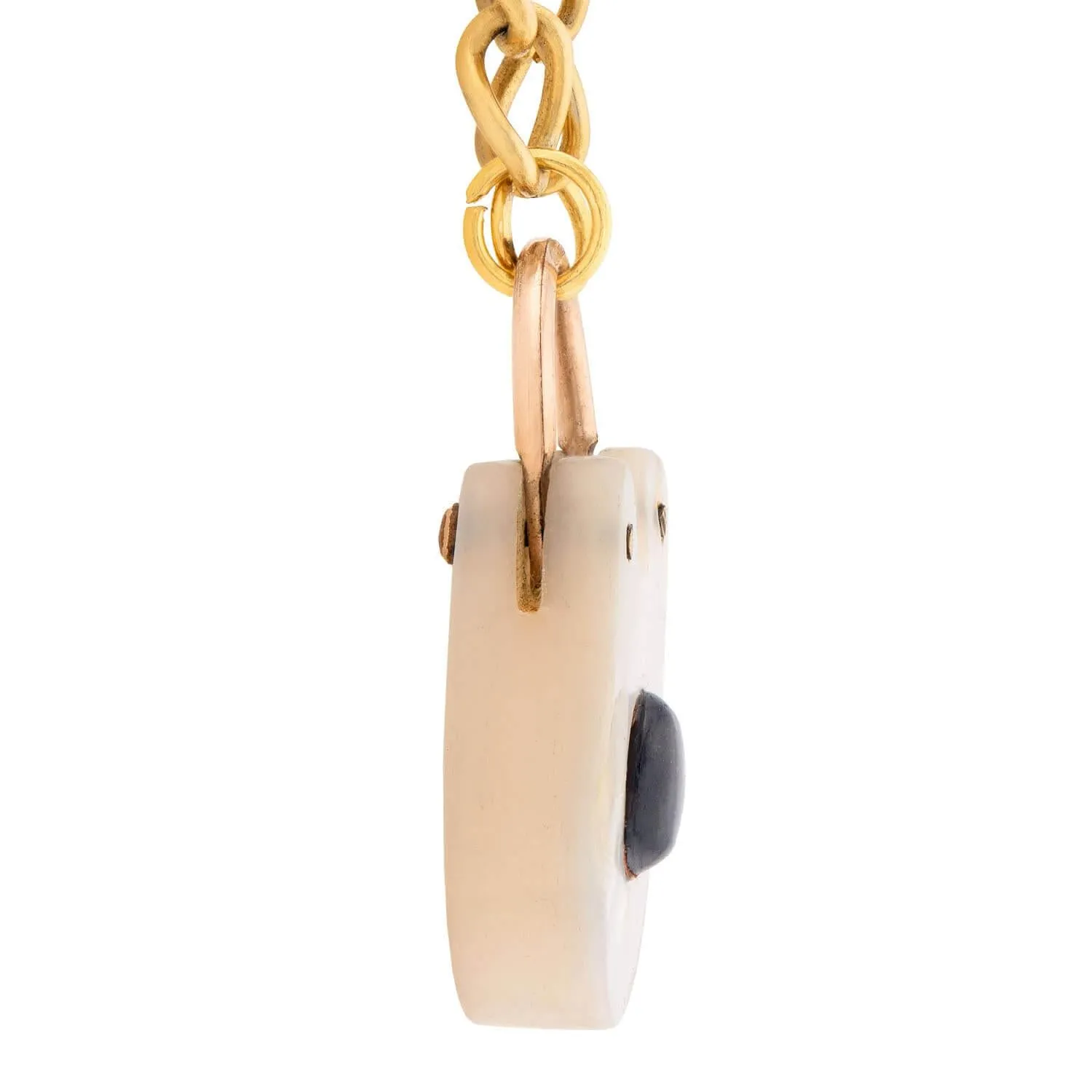 Victorian Gold Filled Mother of Pearl Padlock Pendant Necklace