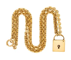 Victorian Gold Filled Padlock Pendant Necklace