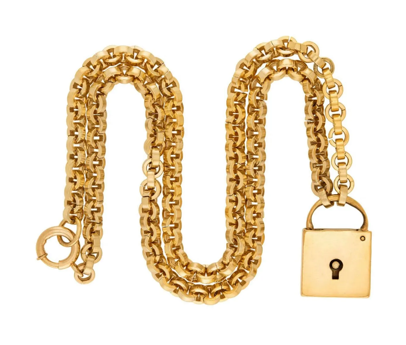 Victorian Gold Filled Padlock Pendant Necklace
