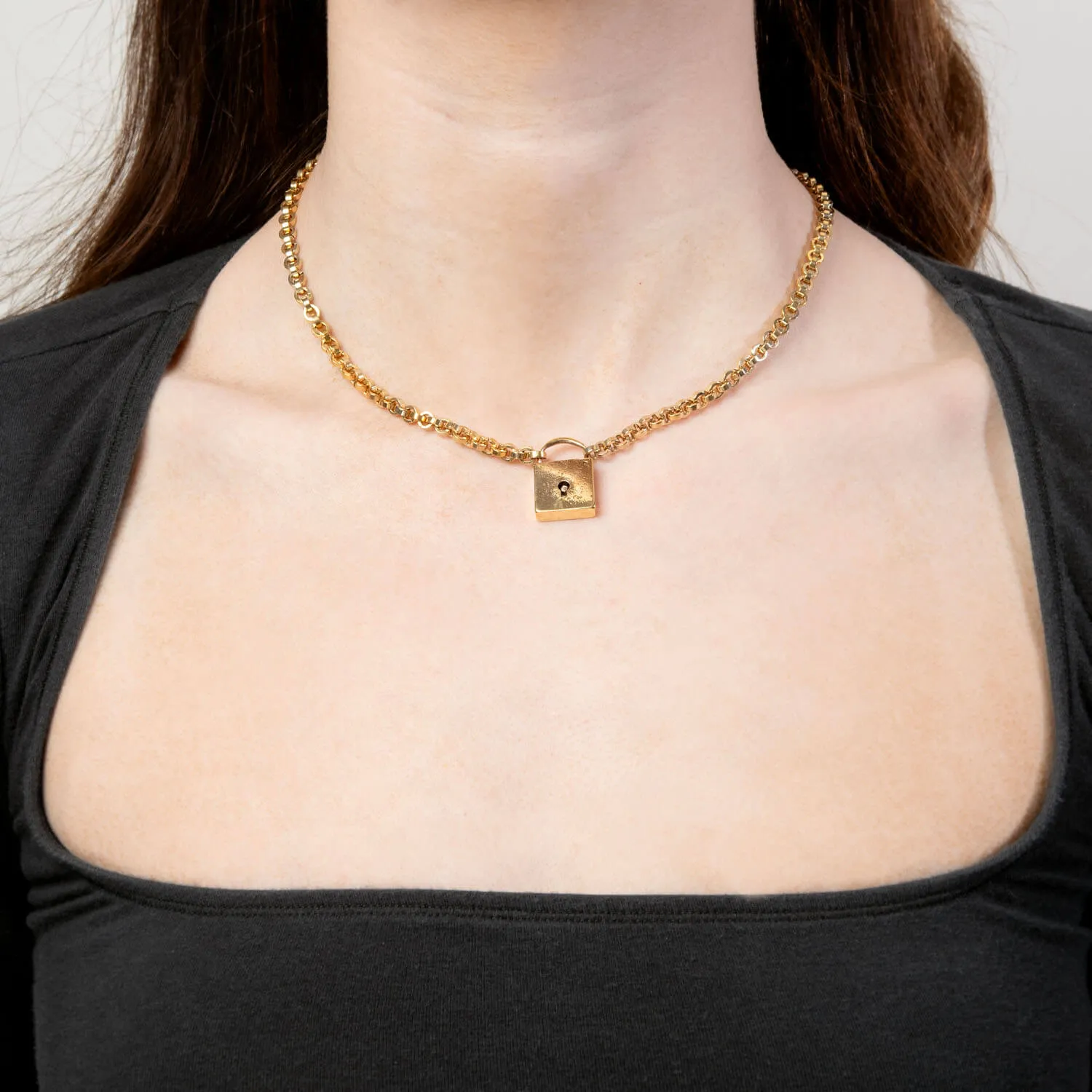 Victorian Gold Filled Padlock Pendant Necklace