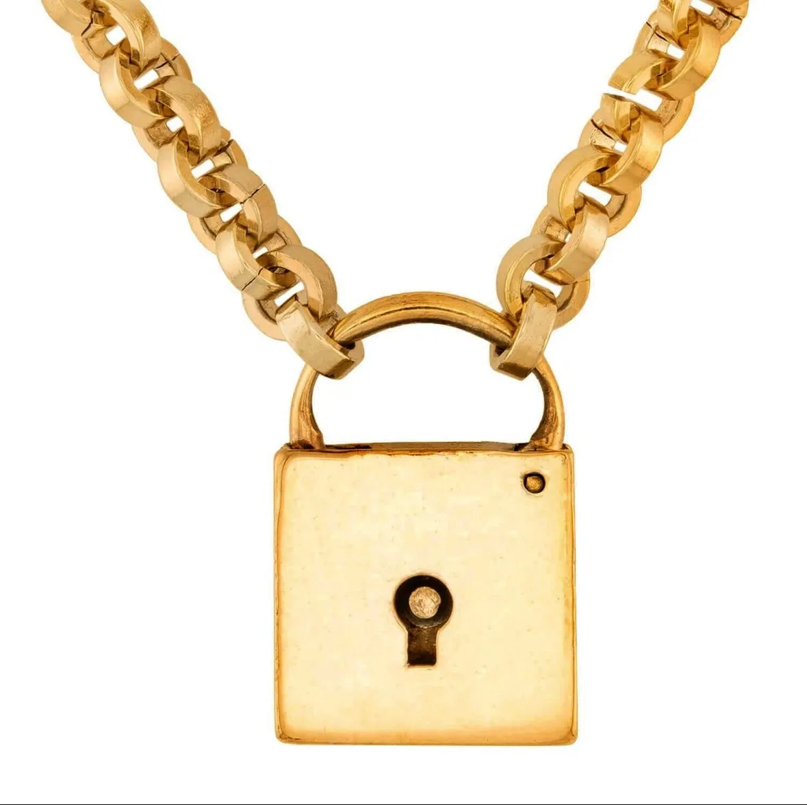 Victorian Gold Filled Padlock Pendant Necklace