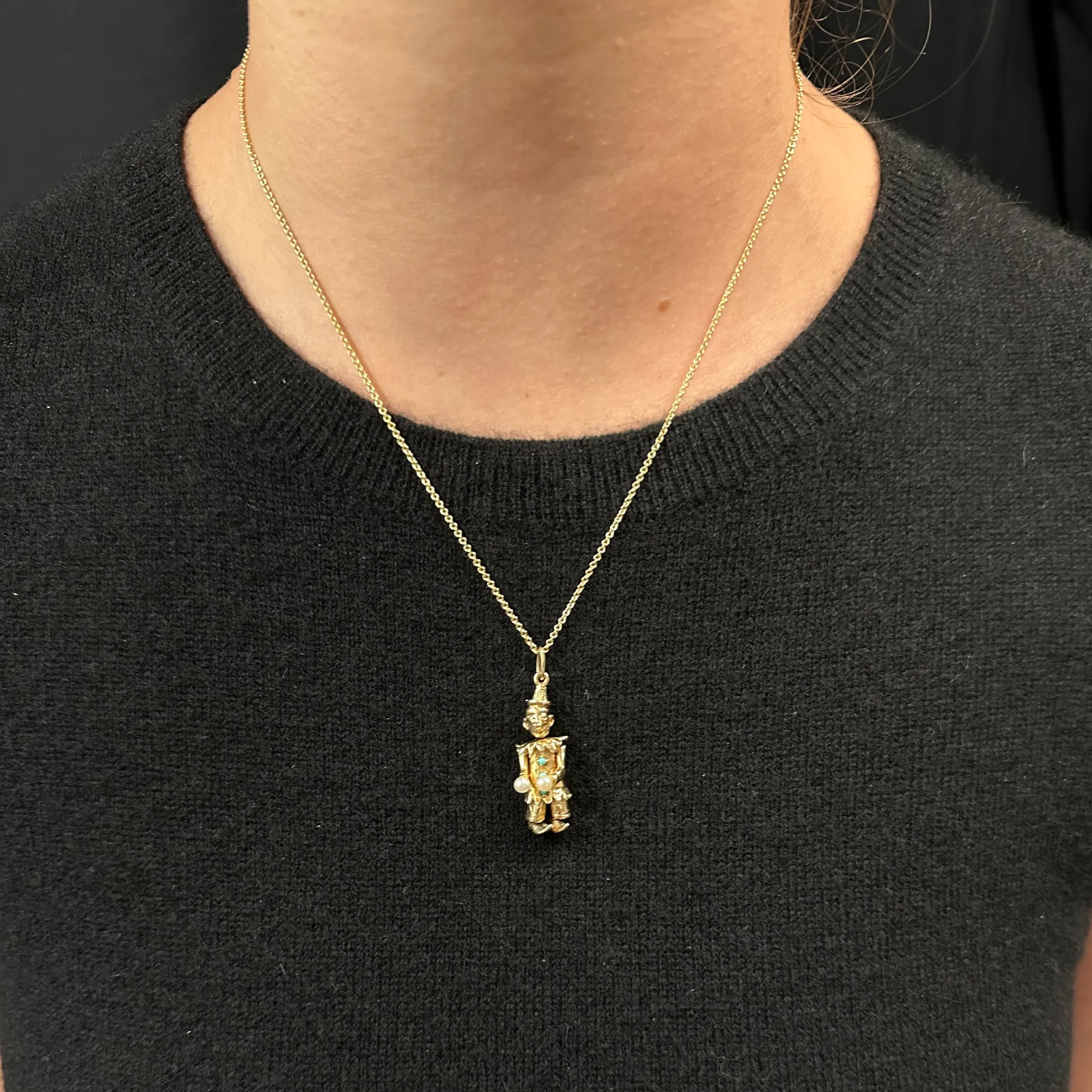 Vintage 14k Gold Mechanical Clown Charm C.1950's