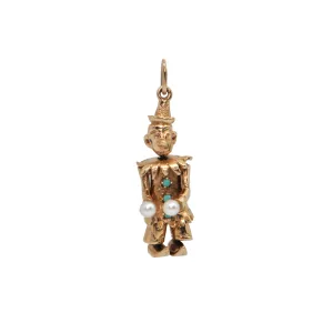 Vintage 14k Gold Mechanical Clown Charm C.1950's