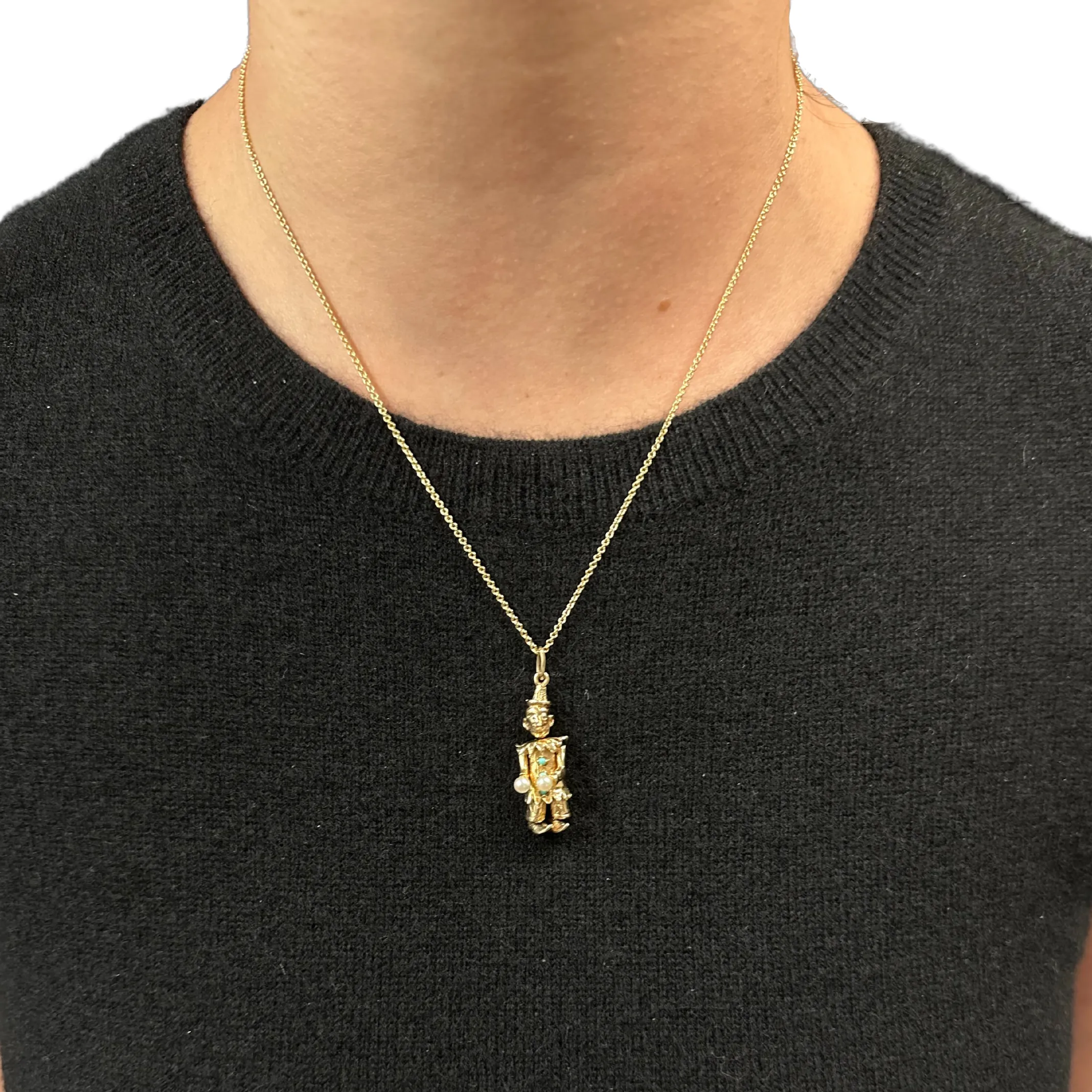 Vintage 14k Gold Mechanical Clown Charm C.1950's