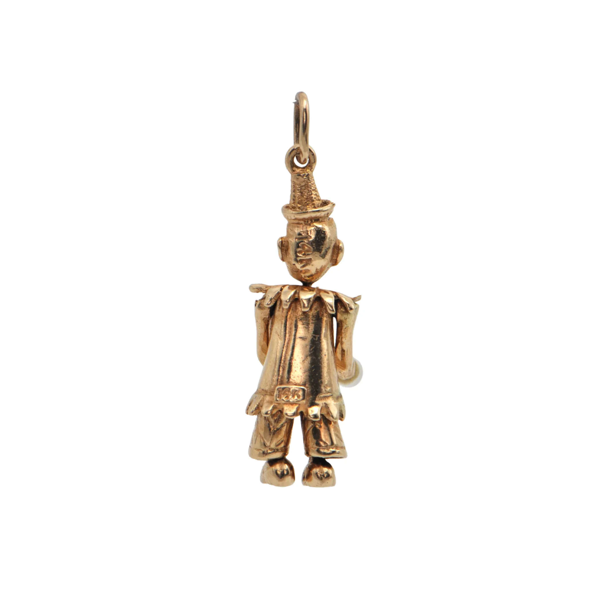 Vintage 14k Gold Mechanical Clown Charm C.1950's