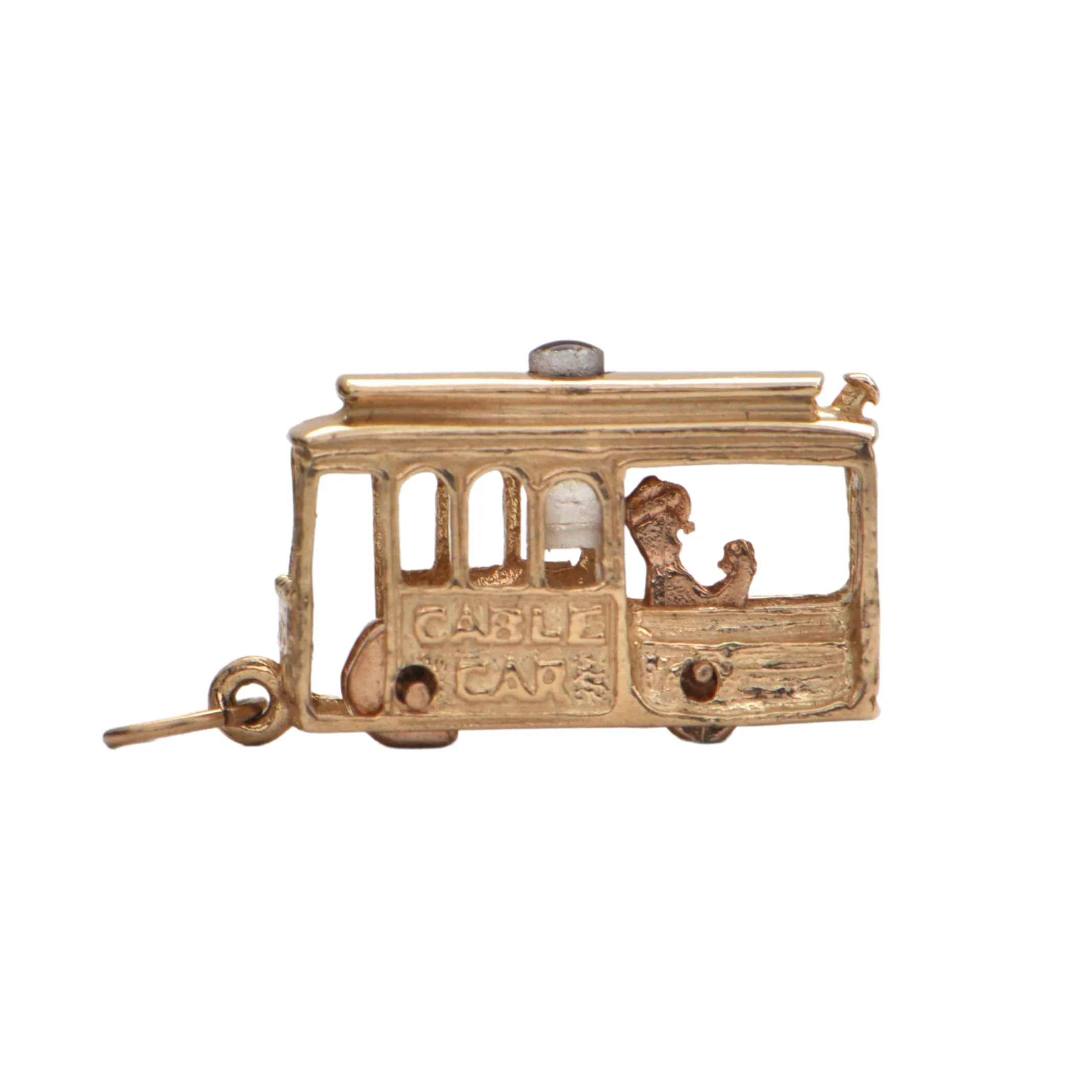 Vintage 14K Yellow Gold San Francisco Cable Car Stanhope Charm